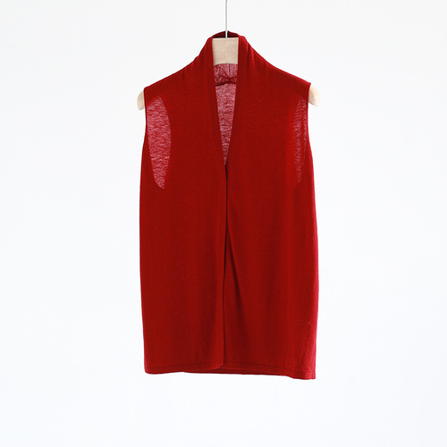 Autumn/Winter CHAO Fine Wool Invisible Collar Intellectual Commute Solid Color Knit V-Neck Cardigan Loose Fitting Slimming French Commute