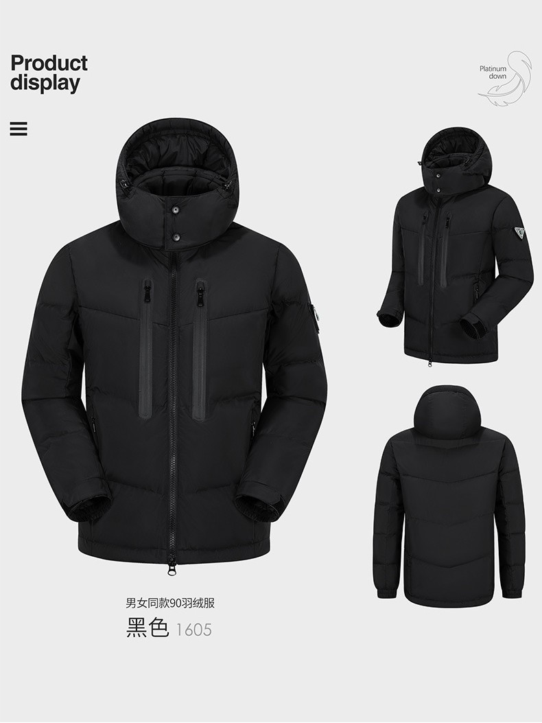 Fabricante de chaquetas de plumón ropa deportiva de esquí y montañismo para hombres y mujeres chaqueta de plumón de pato blanco 90 chaqueta de plumón contra el frío invierno personalizada