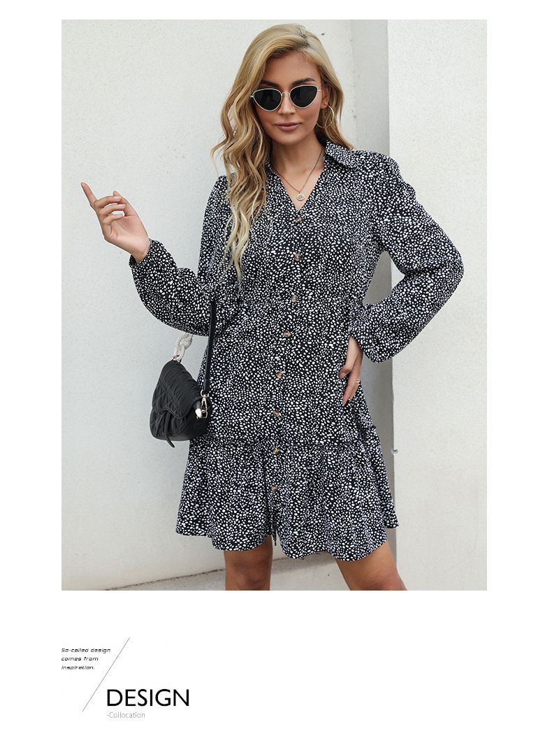 autumn printing lapel button shirt dress nihaostyles wholesale clothing NSDMB80630