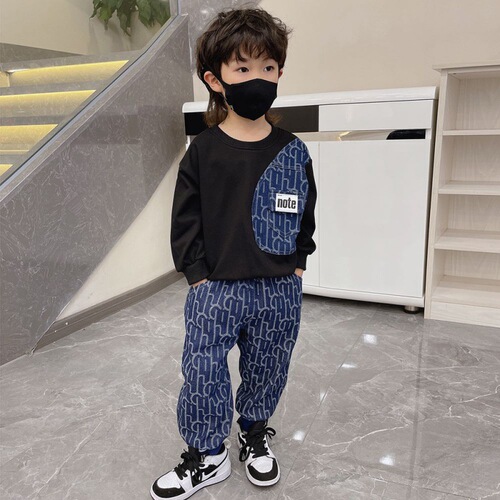 Boys' autumn clothing, children's clothing, spring and autumn sportswear suits, older children's long-sleeved sweatshirts and casual pants two-piece trendy sets