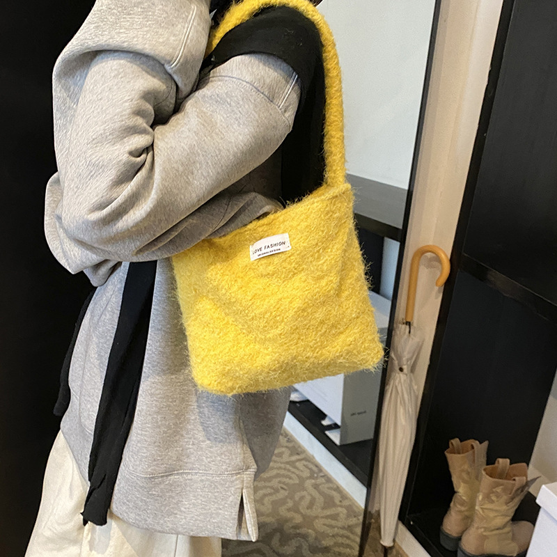 Invierno lana coreana 2024 nueva moda alta sensación de lujo ligero bolso brazo bolso de hombro bolso de mujer