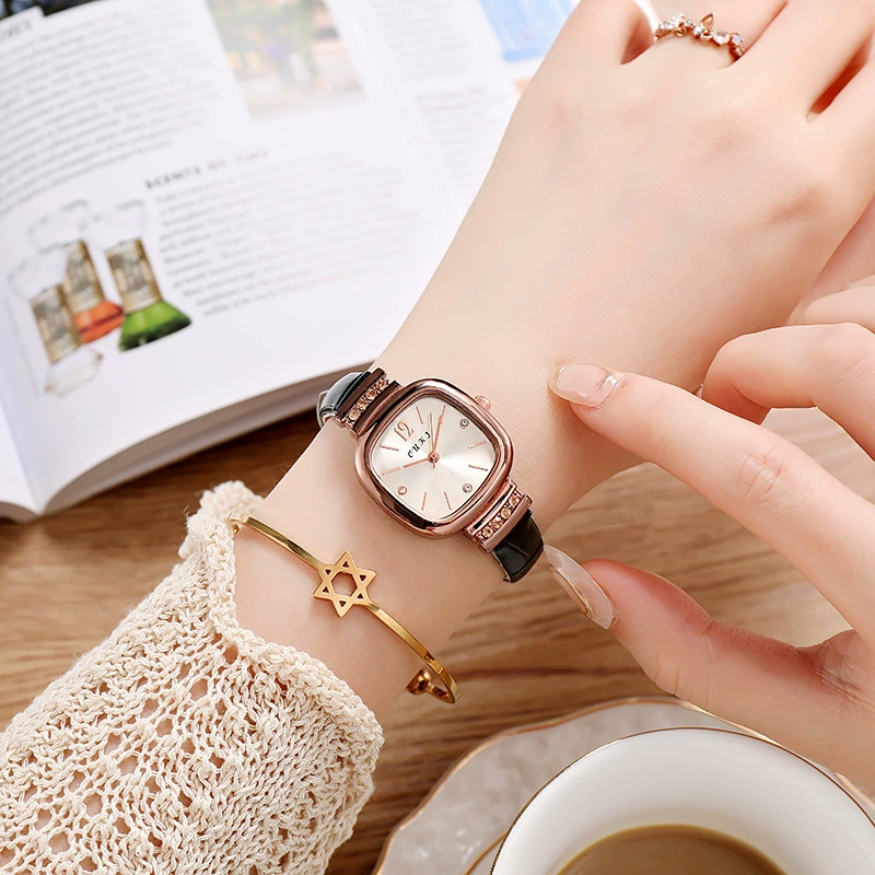 Coffee quartz square watch for leisure, 2022 collection