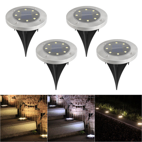Cross-border solar underground lights led waterproof stainless steel lawn lights outdoor lights villa garden lights decoration home