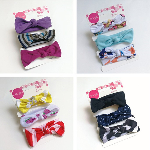 European and American new children's hairbands, rabbit ears, three-piece set, infant headbands, male and female baby hair accessories, bow headbands