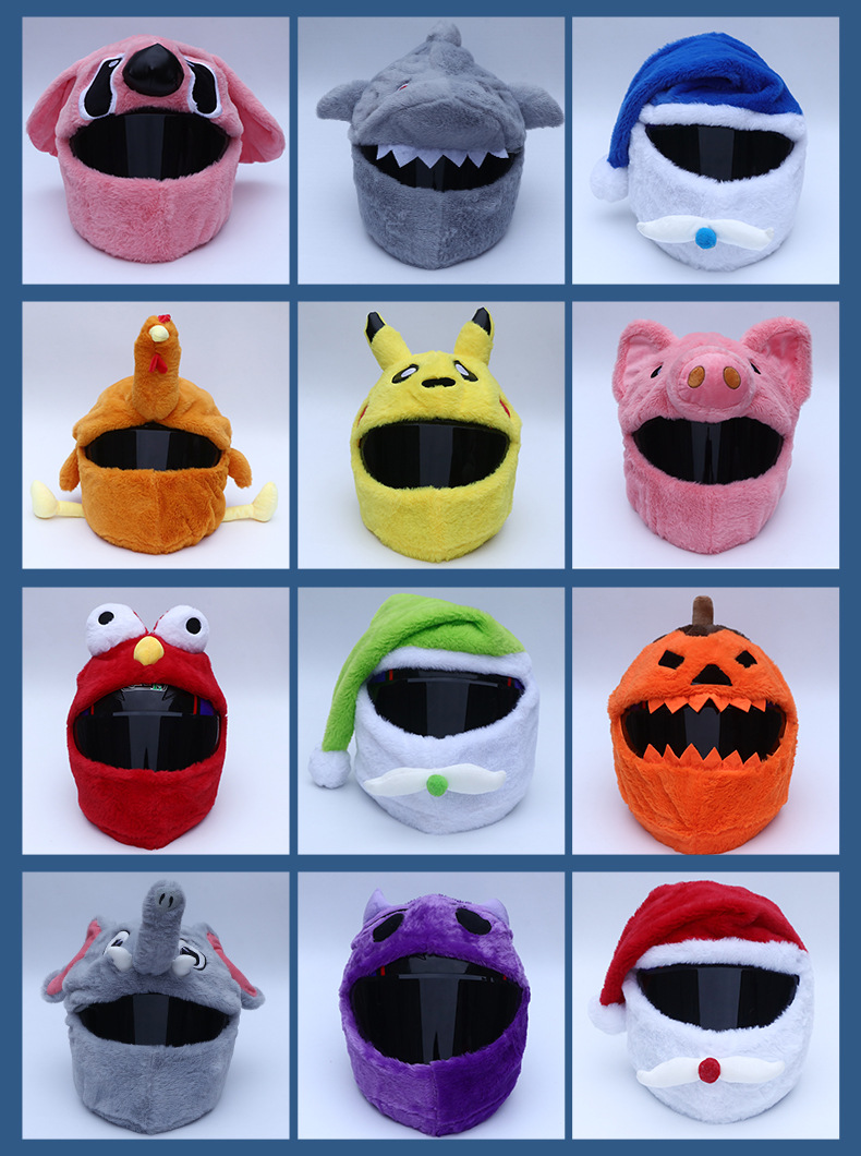 Cross-Border Motorcycle Roof Top Cute Plush Helmet Cover Seven-Star Motorcycle Face Mask Full Helmet Protective Cover