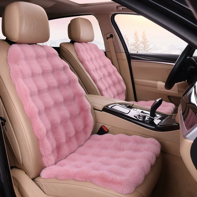 Plush Rabbit Fur Seat Cushion Three-Piece | Seat cushion, seat cover - taro-color-1-single-seat-1-backrest-bubble-plush