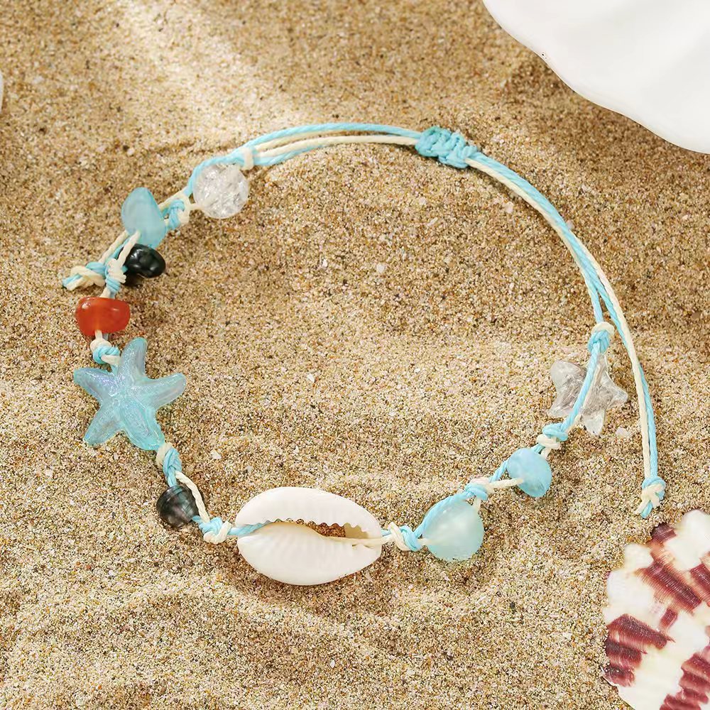 Bohemian Starfish And Shell Bead Bracelet For Women's Summer Beach_voghion.com