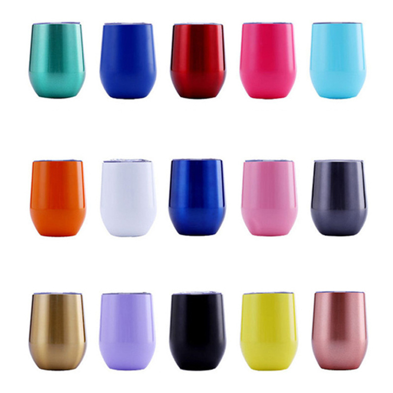 Taza de cáscara de huevo de 12oz transfronteriza regalo de doble capa de acero inoxidable copa de vino tinto taza de vientre grande aislamiento al vacío en forma de U swig pollo