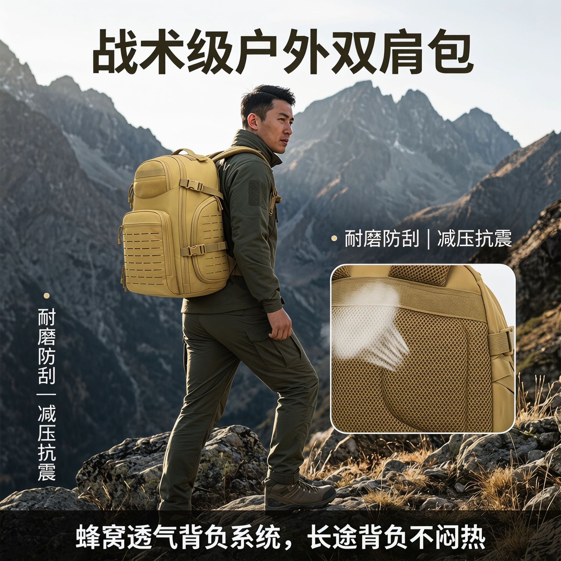 Deportes transfronterizos viajes al aire libre ocio huevo de dragón mochila de senderismo poliéster mochila táctica resistente al desgaste mochila de montañismo al aire libre