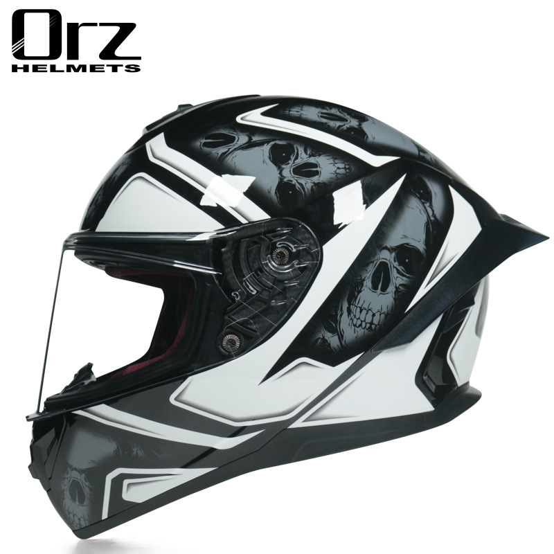 Casco de motocicleta Orz para hombres y mujeres, casco integral de verano con gran alerón trasero para todas las estaciones, certificado por DOT, transfronterizo.
