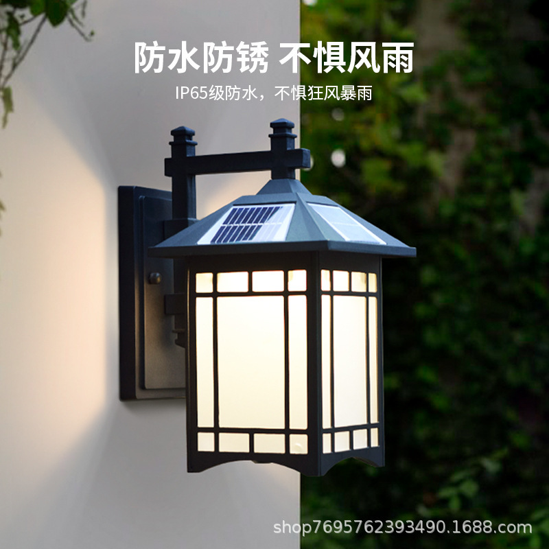 Exterior Wall Lights for Villa Courtyards, Solar-Powered, for Posts on Both Sides of the Gate, Chinese-Style Outdoor Balcony Wall Lights, Dimmable Exterior Wall Lights for Villa Courtyards, Solar-Powered, for Posts on Both Sides of the Gate, Chinese-Style Outdoor Balcony Wall Lights, Dimmable