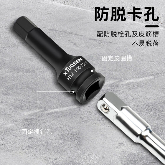 Tuo Sen 1/2 Hexagon Socket Electric Wrench Special Lengthened Dafei Pneumatic Screw Socket Set Wind Batch Head