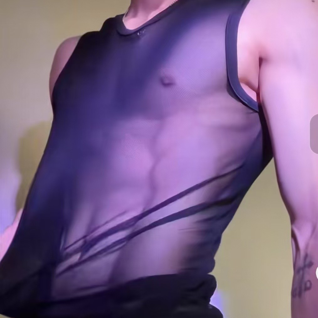 肌肉猛男透视网纱背心无袖圆领男士背心男模紧身透明上衣E671