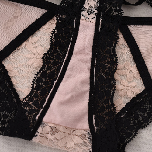 Full lace sexy thong transparent panties women's low waist mesh hollow bow women's briefs panties