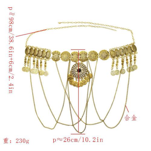 Hanikezi's same retro coin tassel waist chain exotic style belly dance beach casual body chain wholesale