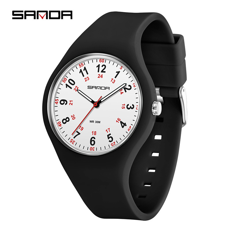 SANDA reloj femenino temperamento minimalista estudiantes de primaria luz nocturna impermeable silicona reloj de cuarzo reloj de comercio electrónico reloj en línea