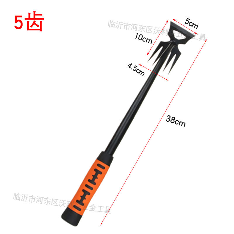 5개의 이빨 노란색 고무 손잡이 괭이질 도구(녹 방지 스프레이 페인트)