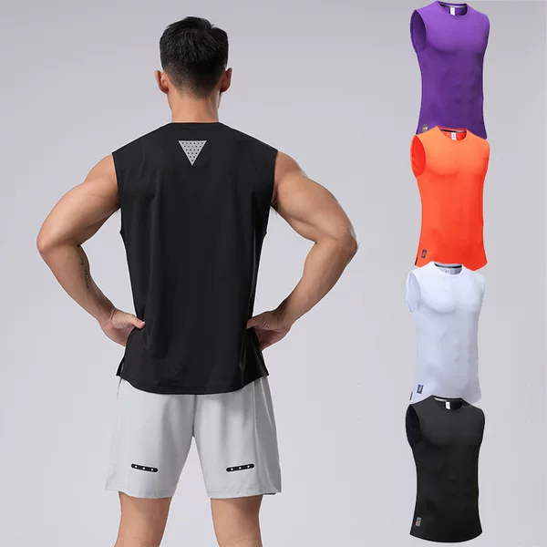 2023 Summer Fitness Quick-drying Sports Vest Men's Sleeveless T-shirt Men's Waistcoat Basketball Training Clothes Running Top