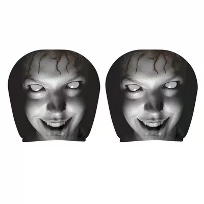 Amazon's best-selling portrait-printed car headrest cover, Other Automotive Interior Supplies - black-and-white-horror-portrait-double-sided-print-2-pack
