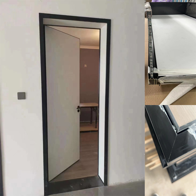 Aluminum Alloy Door for Exterior, Outward-Opening Bedroom Door, Interior Set Door, Narrow Aluminum-Wood Door, Minimalist Bedroom Door