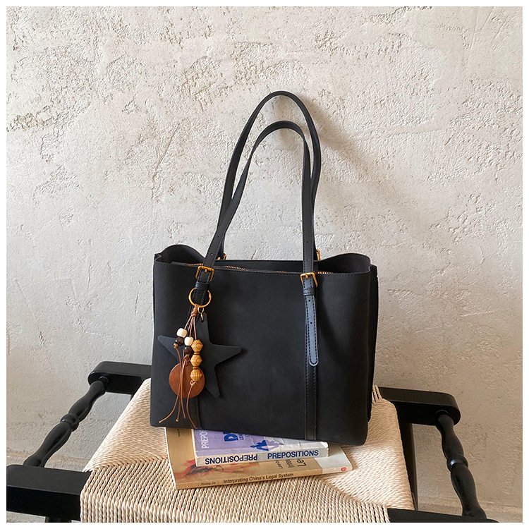 Túi tote nữ cỡ lớn dáng shopping, quai đôi đeo vai, có ngăn khóa kéo, phong cách tối giản — Màu cà phê Không có mặt dây chuyền, Màu nâu không có mặt dây chuyền, Màu xanh lá cây không có mặt dây chuyền, Đen không có mặt dây chuyền chi tiết 20