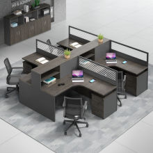 现代屏风2/4单人员工位职员办公桌简约桌椅组合财务室家具工作位