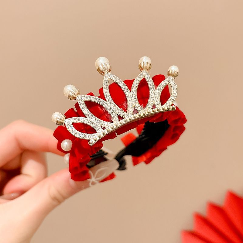 Princesa coronada en fuga Princesa perilla de cabello de niña perilla de cabello de cola de caballo perilla de cabello de niña perilla tarjeta de cabello tocado