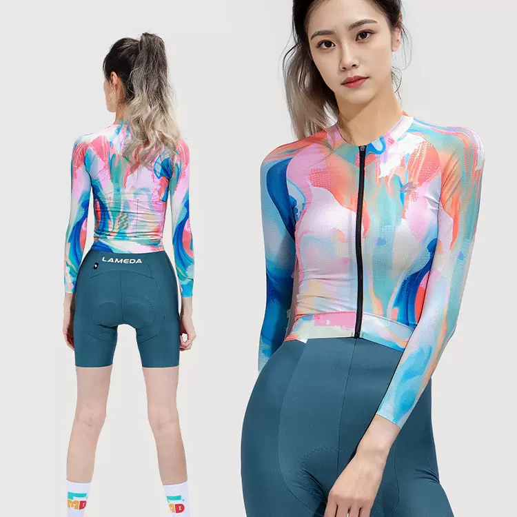 兰帕达2024春季新款公路敦煌风骑行服公路车透气石墨烯女款上衣