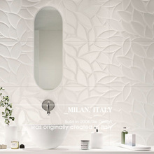 简约优雅白色立体花砖卫生间瓷砖阳台墙砖北欧厨房砖精致凹凸质感