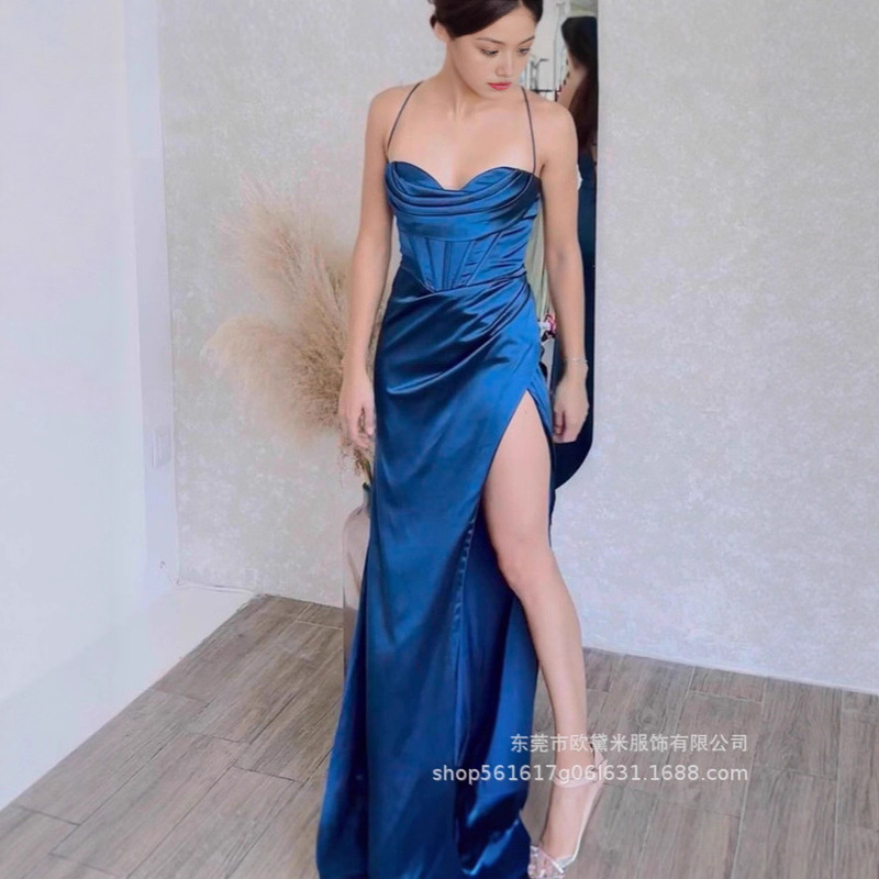 Ly2219 Elegant Satin Quality Dress Long Dress Clearance Special Price Export First-Hand Supply Wholesale Dres