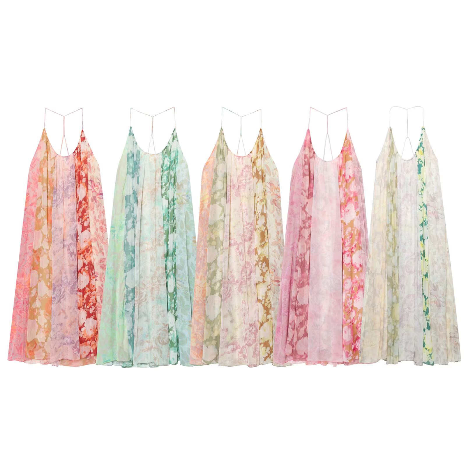 ZR foreign trade wholesale European and American style new French fashion flower printed patchwork dress 2826 127 710