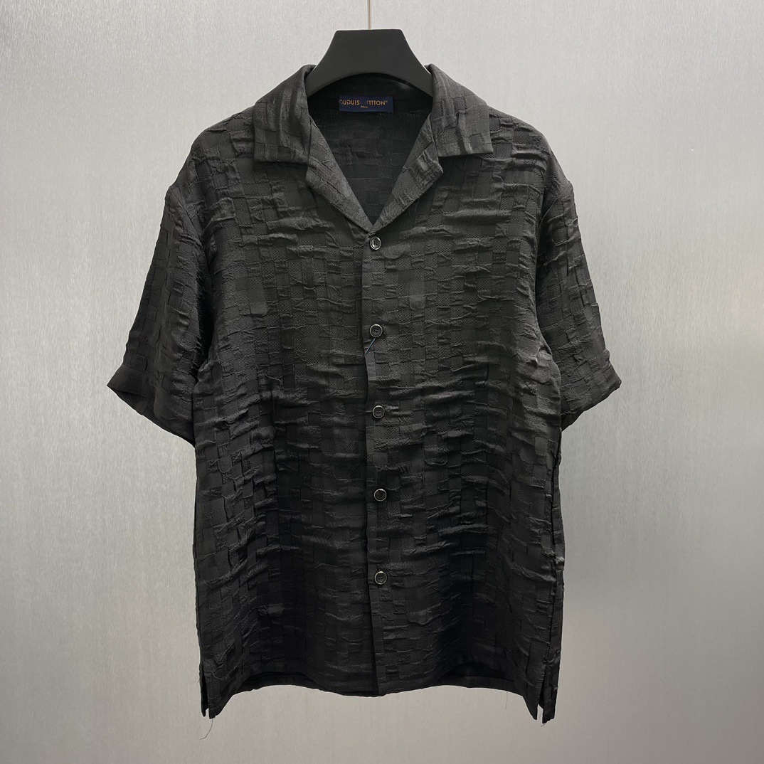 Cross-Border High Version Lujia Summer 25 New Classic Simple Texture Holiday Lapel Shirt Craft Short-Sleeved Shirt