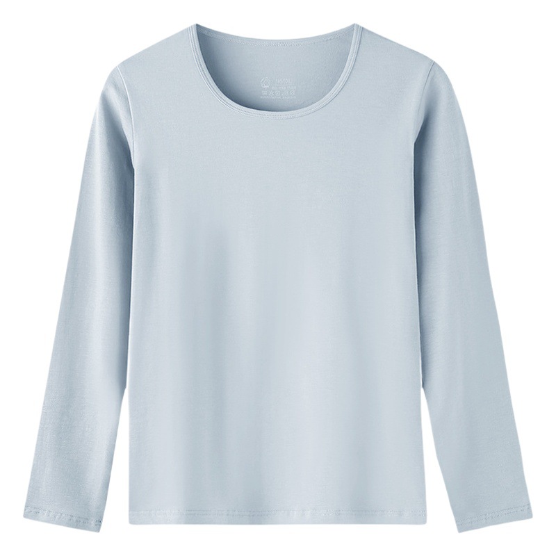 Venta al por mayor de algodón puro térmico superior ropa de Otoño de las mujeres de manga larga cuello redondo delgada camisa de fondo cómodo ropa interior sin costuras de manga larga