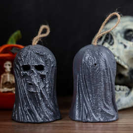 万圣节装饰提灯恐怖气氛布置道具面纱鬼灯LED七彩渐变电子蜡烛灯