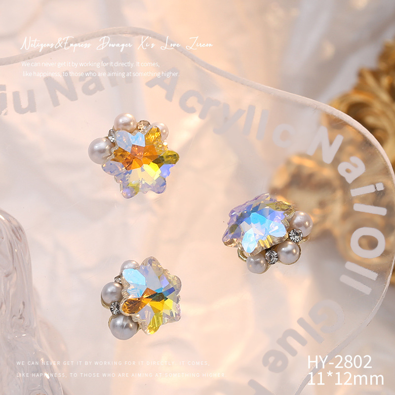 Celebridad en línea Maillard joyería de uñas de cristal pila diamante producto terminado flash torcido corazón grasa cuadrado hecho a mano perla joyería de uñas