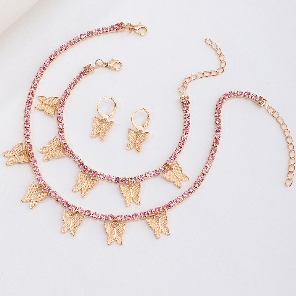 Wholesale Jewelry Children's Butterfly Pendant Necklace Earring Bracelet Three-piece Set Nihaojewelry display picture 10