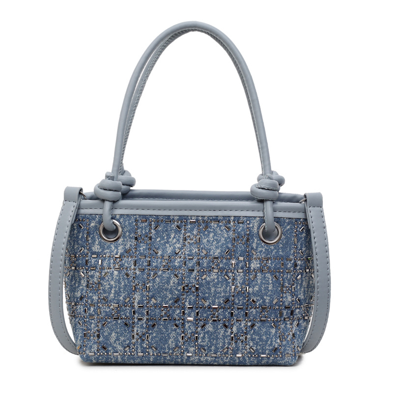 Bolsa de mano de denim para mujeres 2025, nuevo bolso de hombro de tendencia retro de verano, bolso de taladro caliente de alta calidad para mujeres