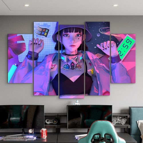 Cyberpunk wall art, internet cafe bar background wall decoration, bedroom wall painting, esports hotel room decoration painting