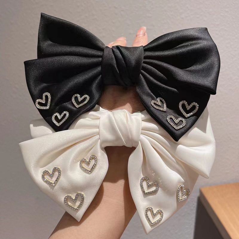 Rhinestones Inlay Material Women's Simple Style Classic Style Bow Knot Cloth Inlay Rhinestones Hair Tie