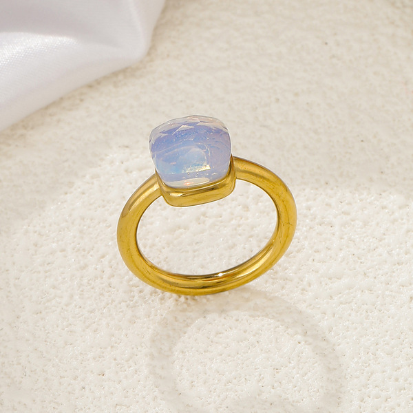 geometric retro fashionable small design ring with stone stainless…