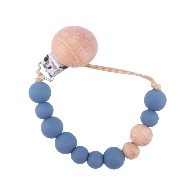 Suministros para bebés calmante clip de chupete de haya cuentas de silicona para bebés mordedura Cadena de chupete cadena anti-caída Nuevo Amazon