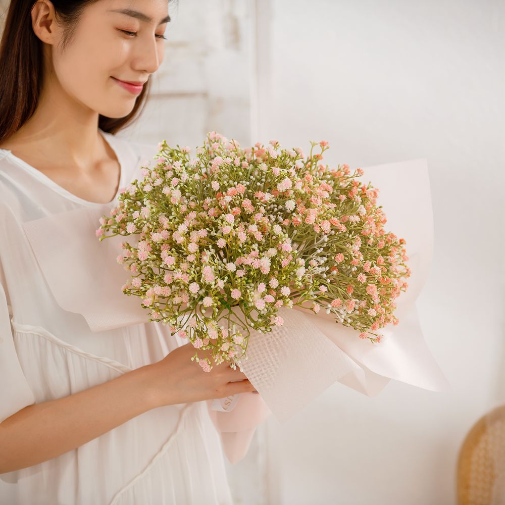 7-Head Night-Blooming Jasmine Artificial Flower with Baby's Breath, Perfect for Home Decor & Cross-border Wedding Wholesale—MW79901