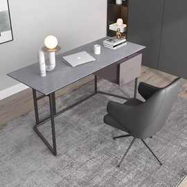 卧室家用岩板书桌办公电脑桌实木写字台办公桌书椅斗柜一体书桌