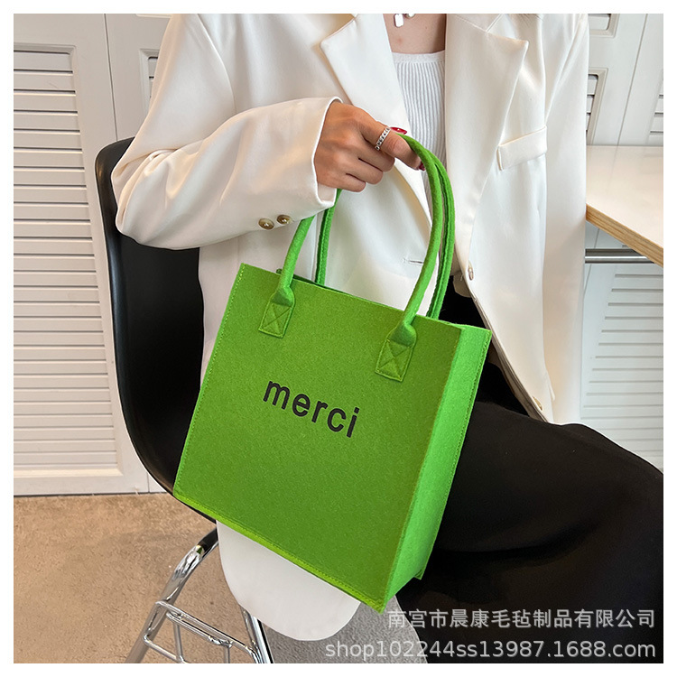 时尚潮流毛毡手提包通勤购物广告毛毡包 多色可选 可加印LOGO