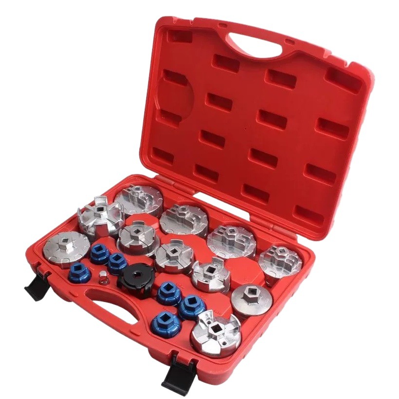 Filtro de cartucho de tinta de 19 piezas llave rejilla de aceite traje máquina filtro desmontaje herramienta desmontaje llave