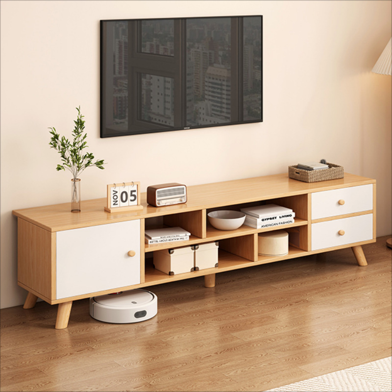 Tv Cabinet Floor-Standing Modern Simple Small Apartment Living Room Home Bedroom Cabinet Solid Wood Legs Simple Tv Cabinet