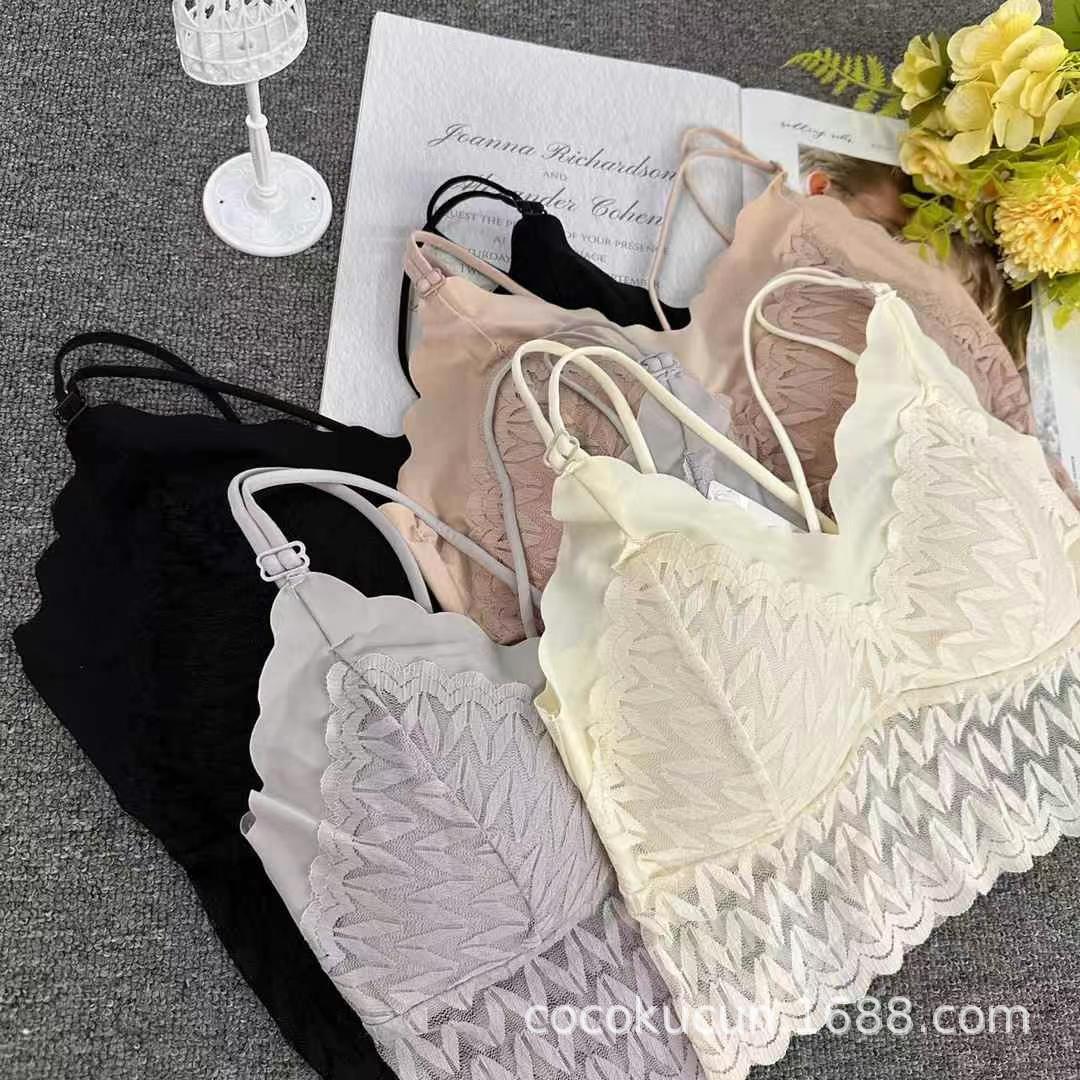 Nuevo tipo delgado de ropa interior de mujer con cinturón de espalda transpirable sin anillo de acero envuelto en el pecho para reunir la ropa interior de sujetador de encaje sexy