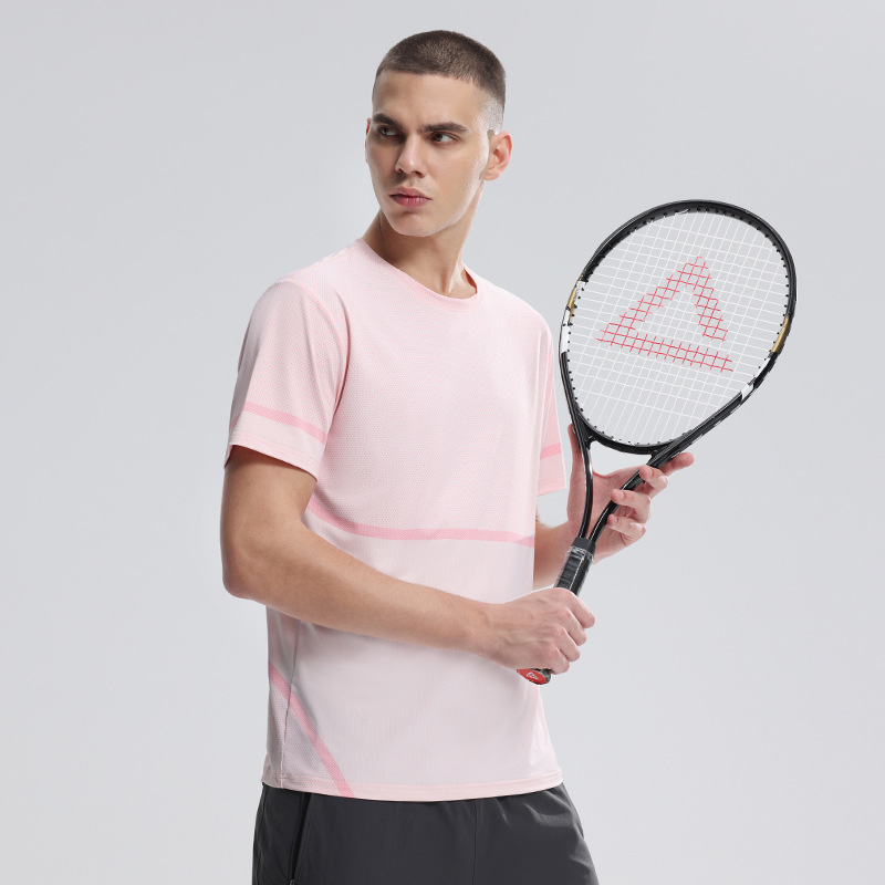 2025 nuevo transfronterizo de verano hielo camiseta de manga corta hombre delgado deportivo ocio transpirable ropa de entrenamiento de carrera seca rápida