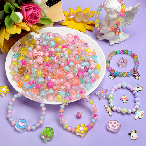 38th Women's Day Kindergarten Children's Bracelet Fantasy Beaded Handmade DIY Jewelry Beaded Training Educational Toy