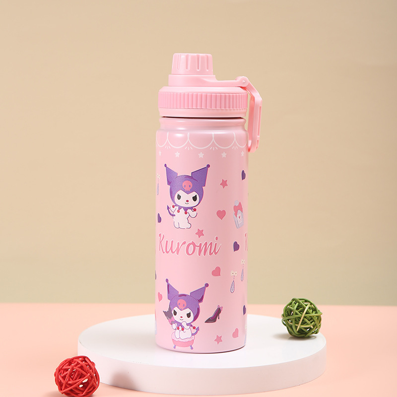 卡通跨境网红304不锈钢保温杯草莓熊车载运动水壶便携提手壶吸